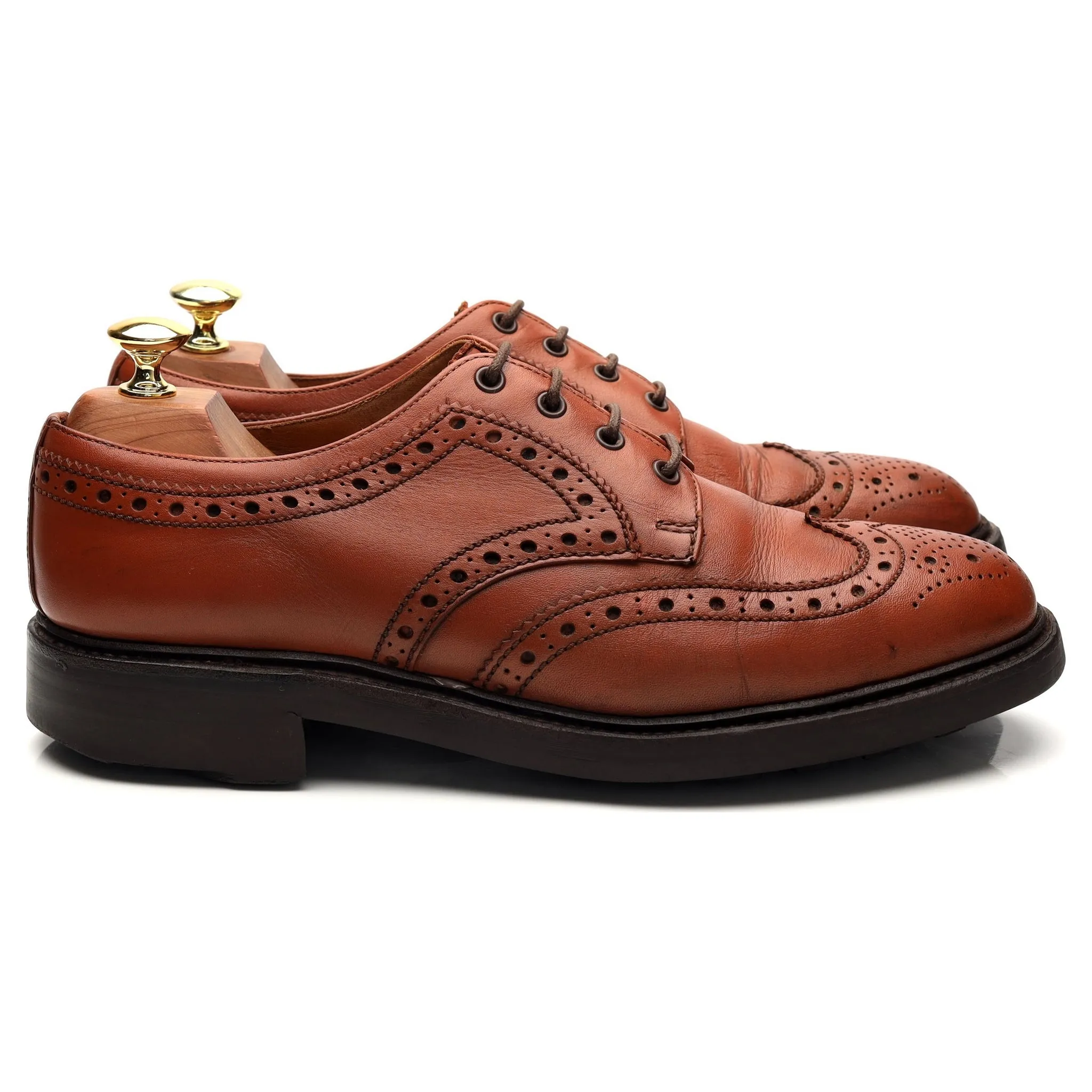 'Angus' Tan Brown Leather Derby Brogues UK 8 EX