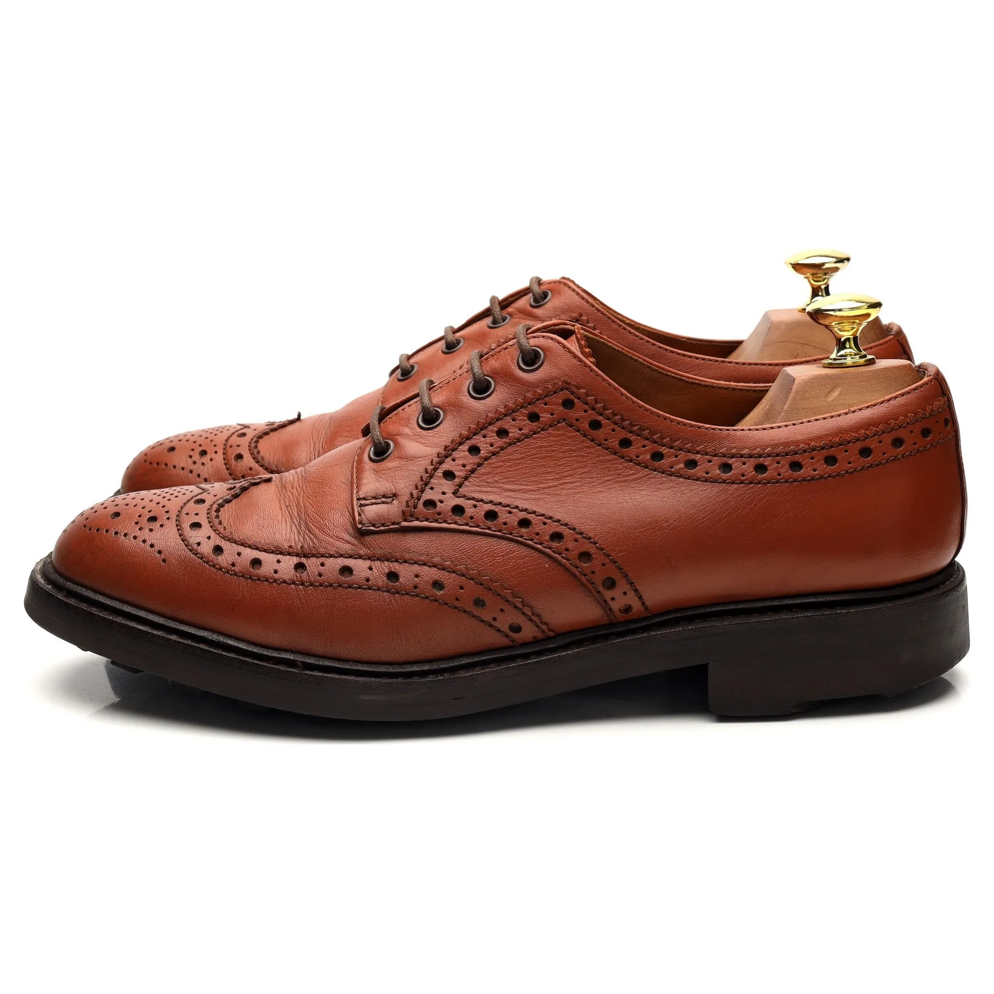 'Angus' Tan Brown Leather Derby Brogues UK 8 EX