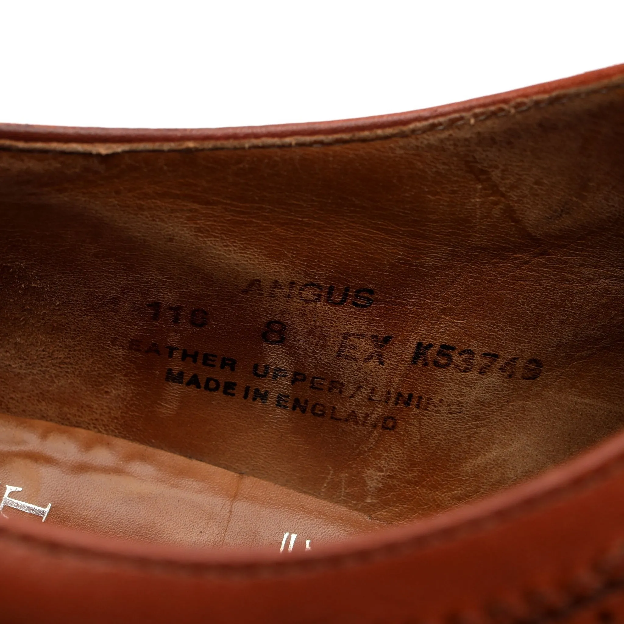 'Angus' Tan Brown Leather Derby Brogues UK 8 EX