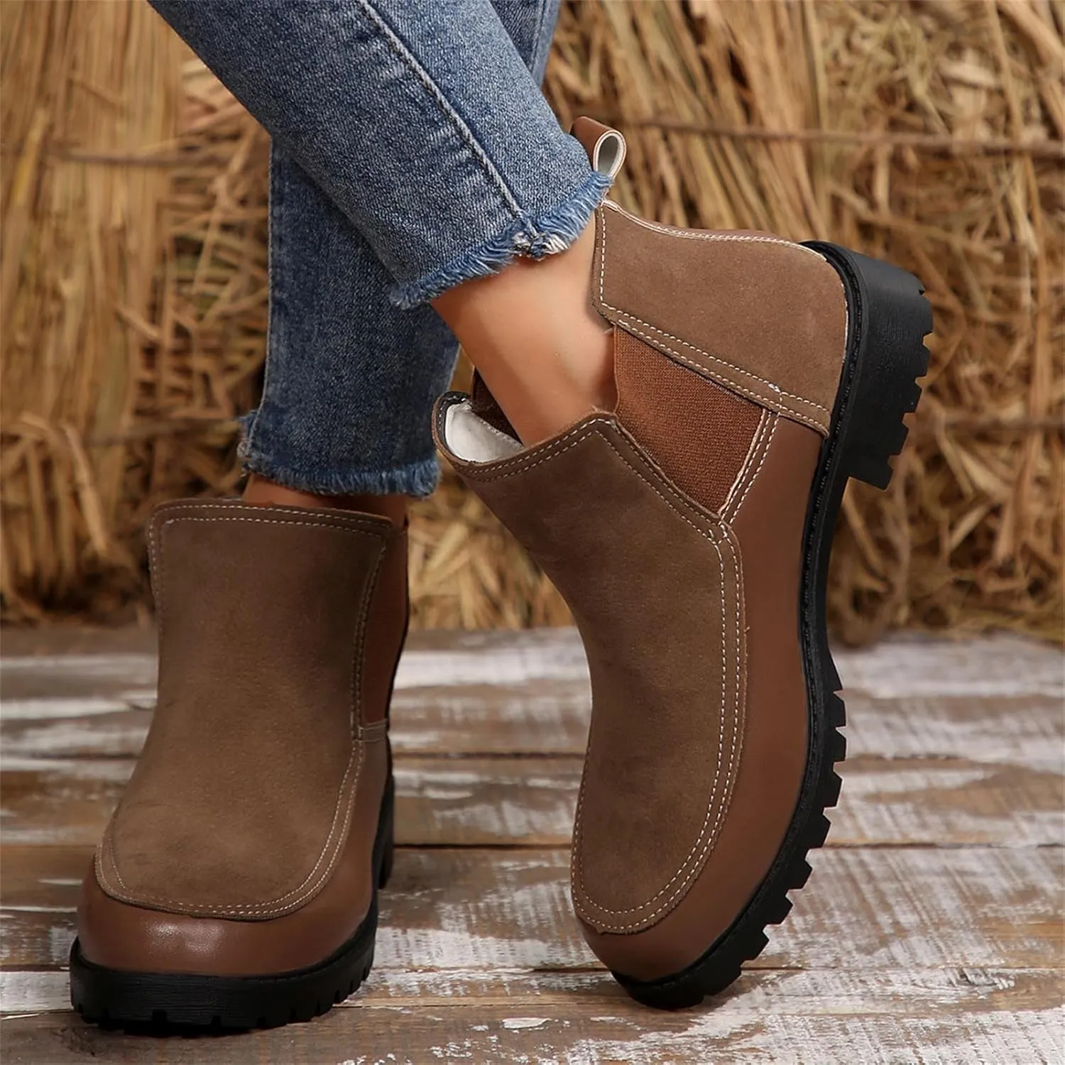 Ankle Boots for Women Dressy Fall Boots for Women 2024 Casual Comfortable and Convenient Chunky Leathers Booties