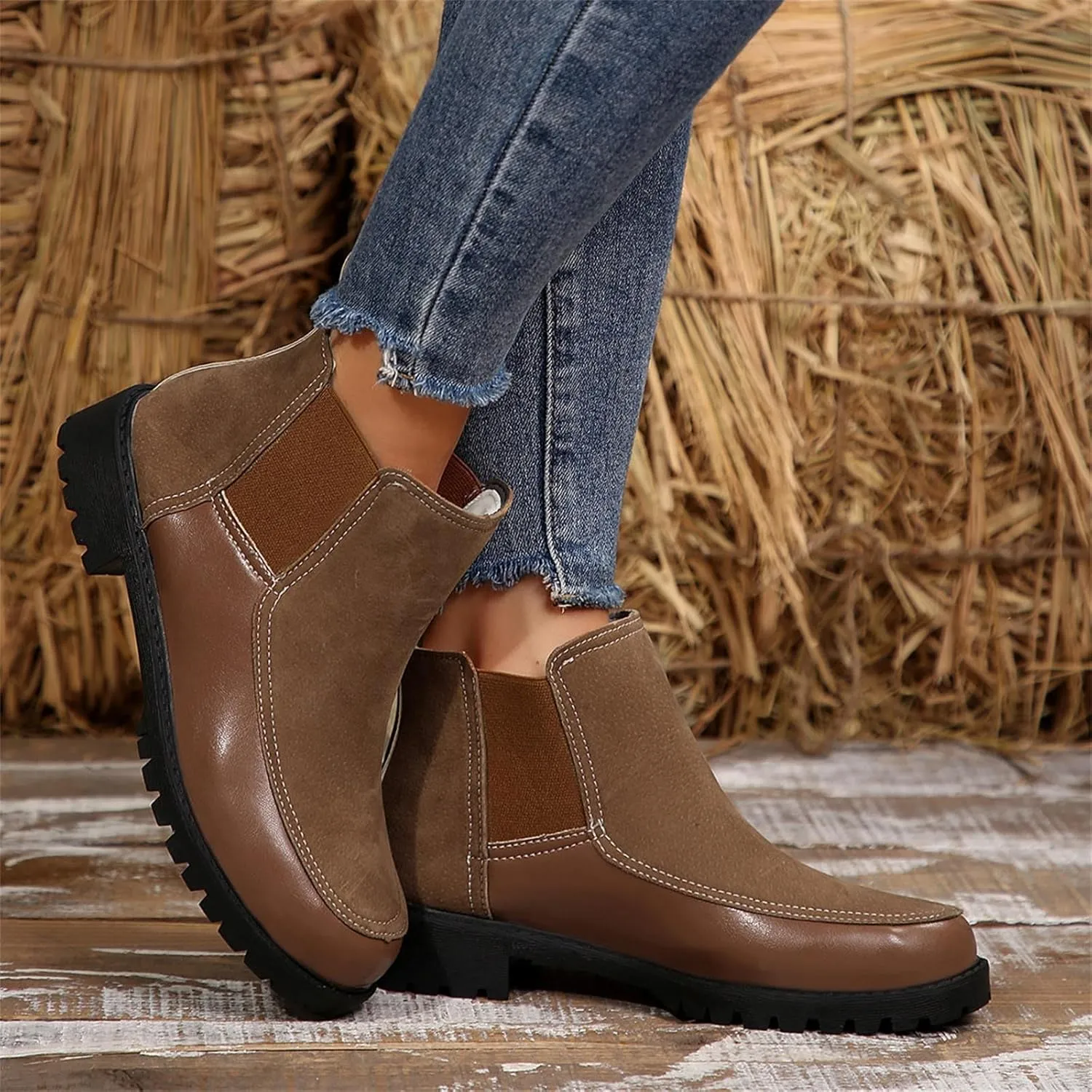 Ankle Boots for Women Dressy Fall Boots for Women 2024 Casual Comfortable and Convenient Chunky Leathers Booties