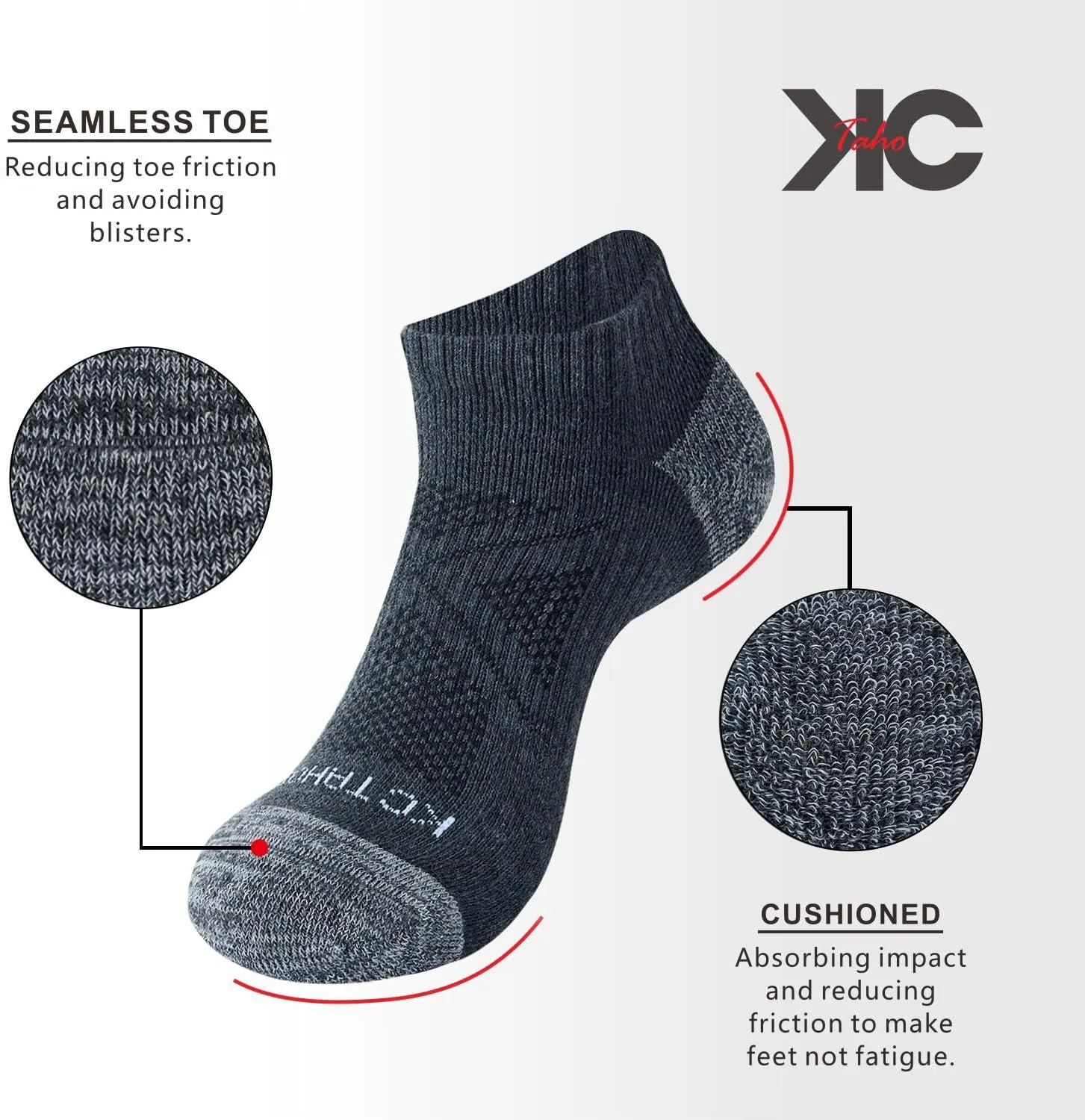 Anti-odor Low Cut Ankle Socks For Men & Women (4 Pairs) Cushioned Arch Support Socks