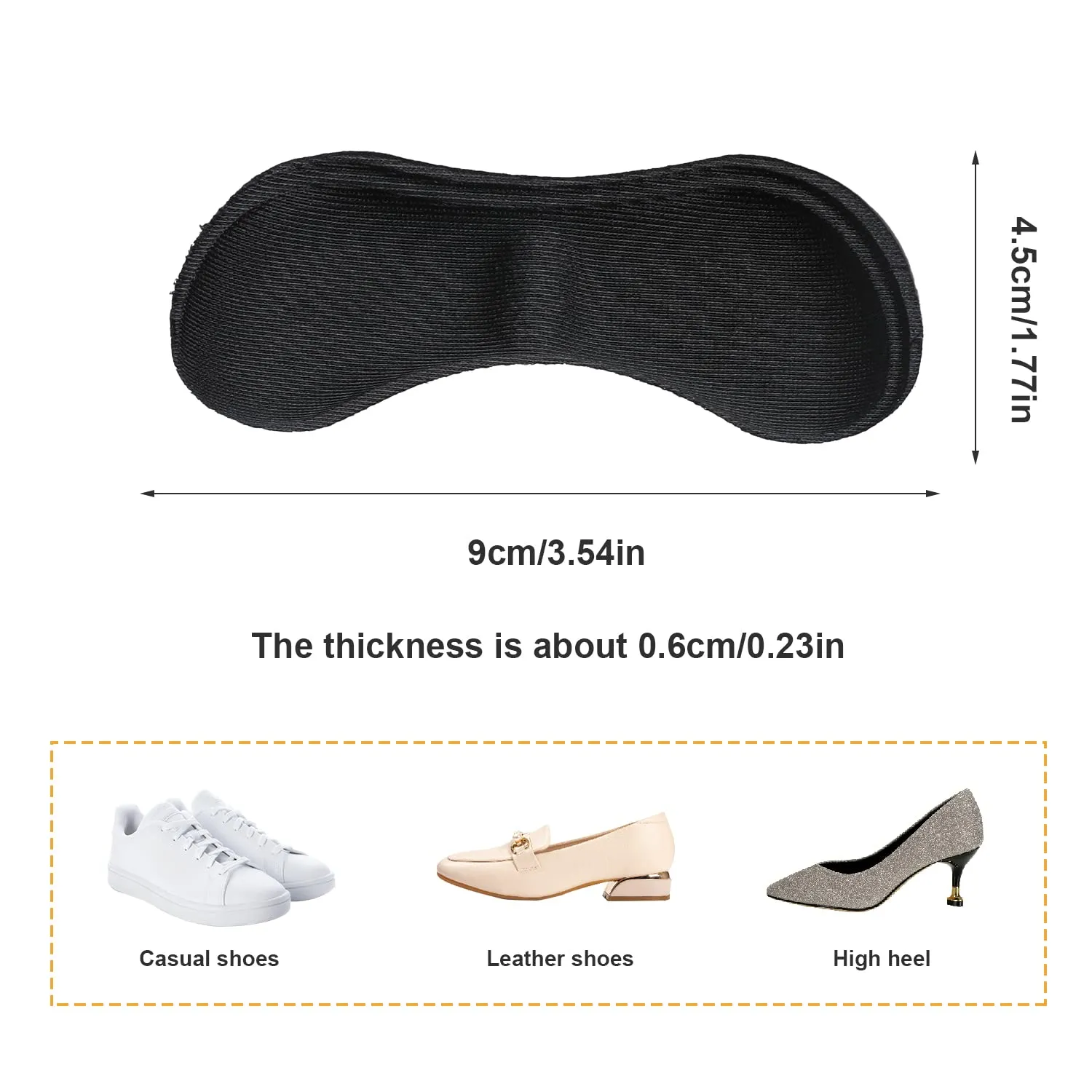 Anti-Slip Heel Grips Liner Cushions Inserts for Women Men Shoes,Heel Pads for Shoes Too Big Womens Mens,Prevent Heel Slipping,Improved Shoe Fit (2Pairs)