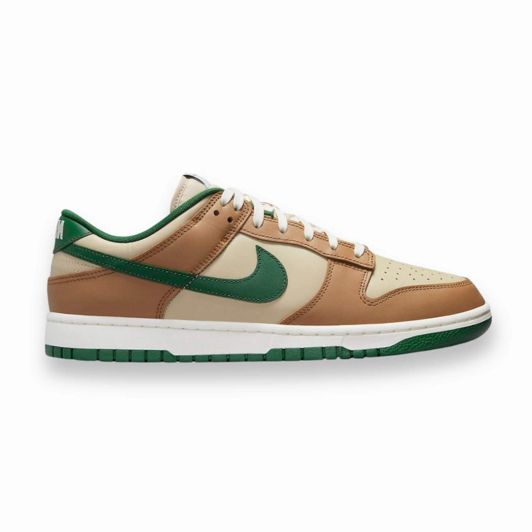running with a GPS watch Nike Dunk Low Tan Green