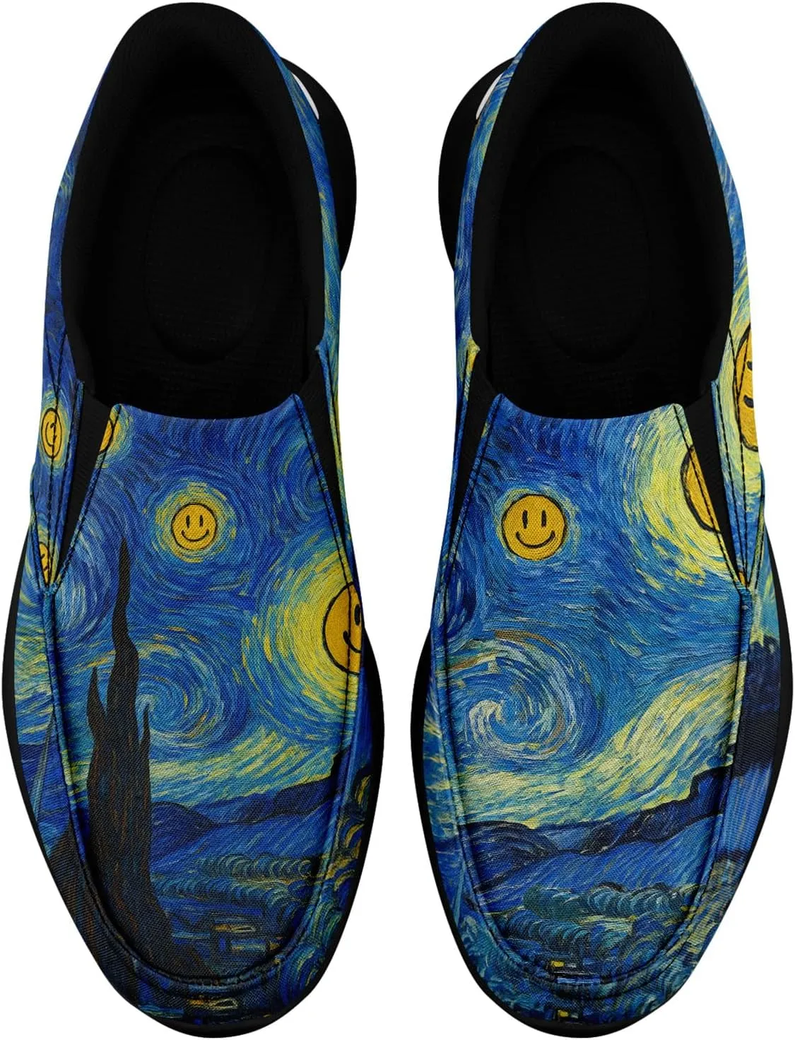 Artistic Canvas Slip-On Sneakers for Men Women Stylish Lightweight Breathable Easy to Wear Trendy Design Casual Wear Shoes