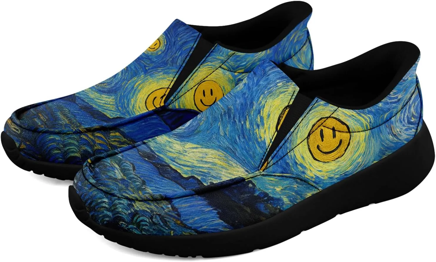 Artistic Canvas Slip-On Sneakers for Men Women Stylish Lightweight Breathable Easy to Wear Trendy Design Casual Wear Shoes