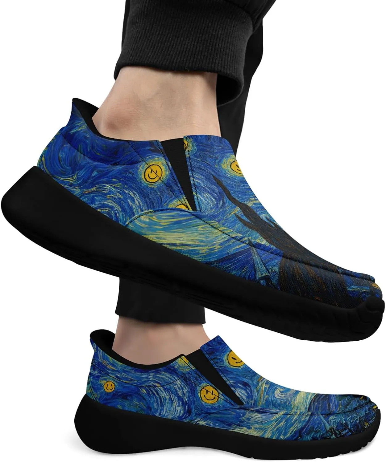 Artistic Canvas Slip-On Sneakers for Men Women Stylish Lightweight Breathable Easy to Wear Trendy Design Casual Wear Shoes