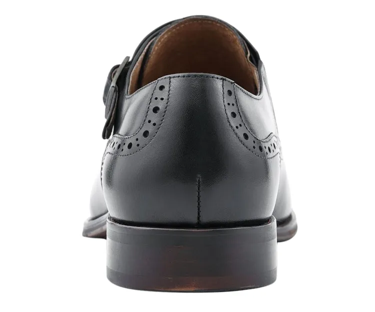 Asher Green Ag416 Men's Black Genuine Leather Monk Strap
