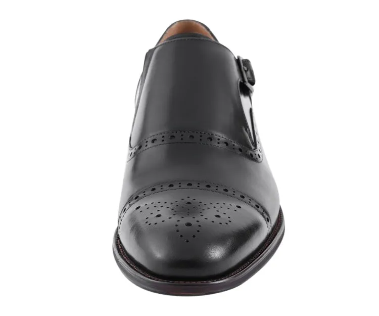 Asher Green Ag416 Men's Black Genuine Leather Monk Strap