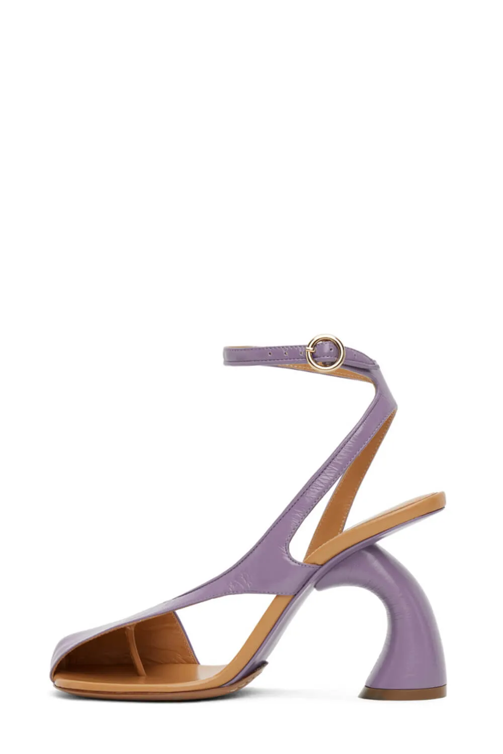 Assymetrical Cut Out Ankle Heeled Sandals - Lilac