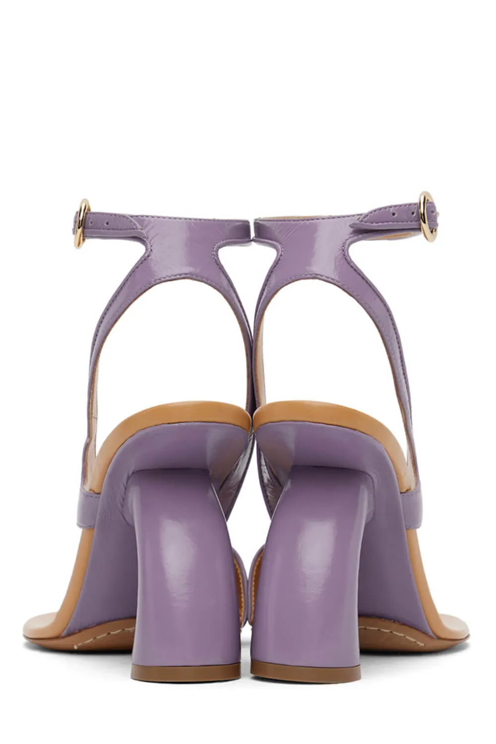 Assymetrical Cut Out Ankle Heeled Sandals - Lilac