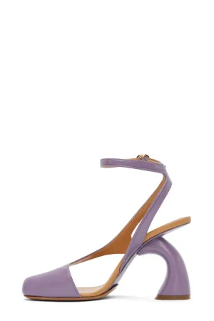 Assymetrical Cut Out Ankle Heeled Sandals - Lilac