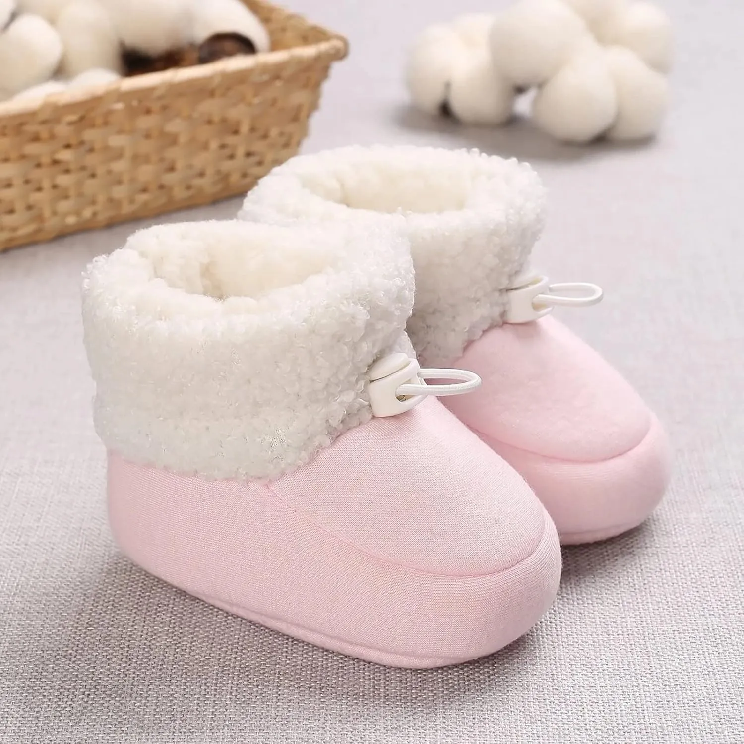 Baby Girls Boys Cozy Fleece Booties Cozy Fleece Newborn Baby Booties Soft Sole Toddler Newborn Walking Crib Shoes