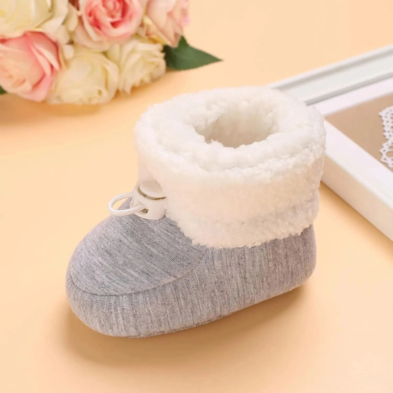 Baby Girls Boys Cozy Fleece Booties Cozy Fleece Newborn Baby Booties Soft Sole Toddler Newborn Walking Crib Shoes