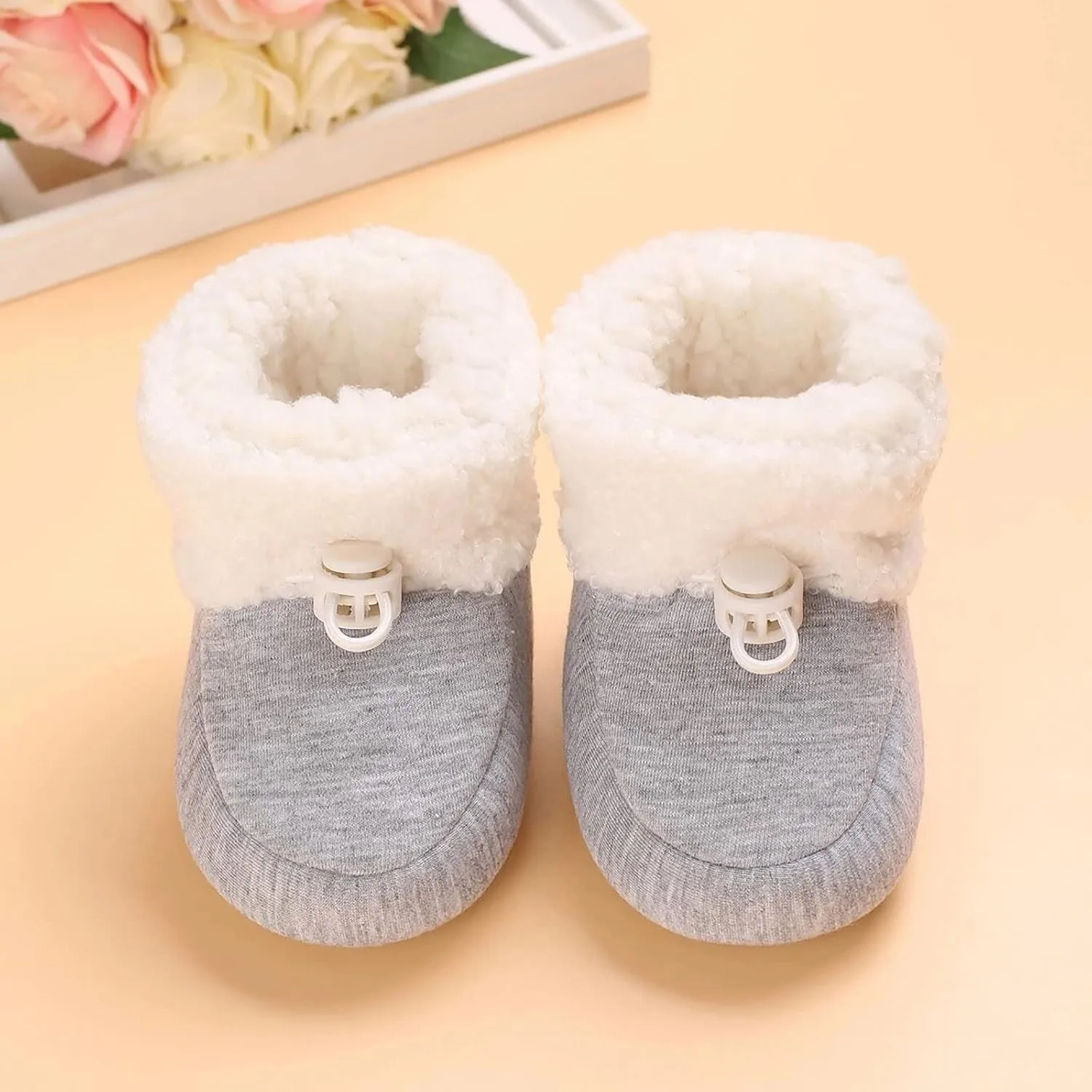 Baby Girls Boys Cozy Fleece Booties Cozy Fleece Newborn Baby Booties Soft Sole Toddler Newborn Walking Crib Shoes