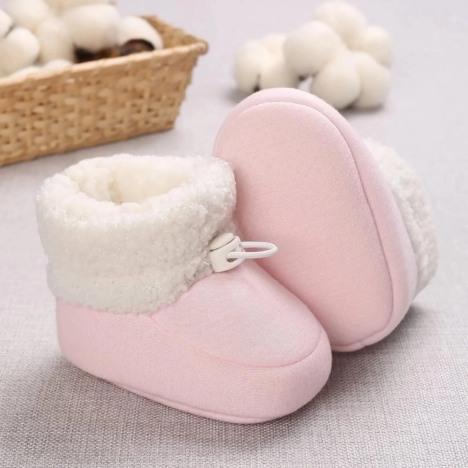 Baby Girls Boys Cozy Fleece Booties Cozy Fleece Newborn Baby Booties Soft Sole Toddler Newborn Walking Crib Shoes
