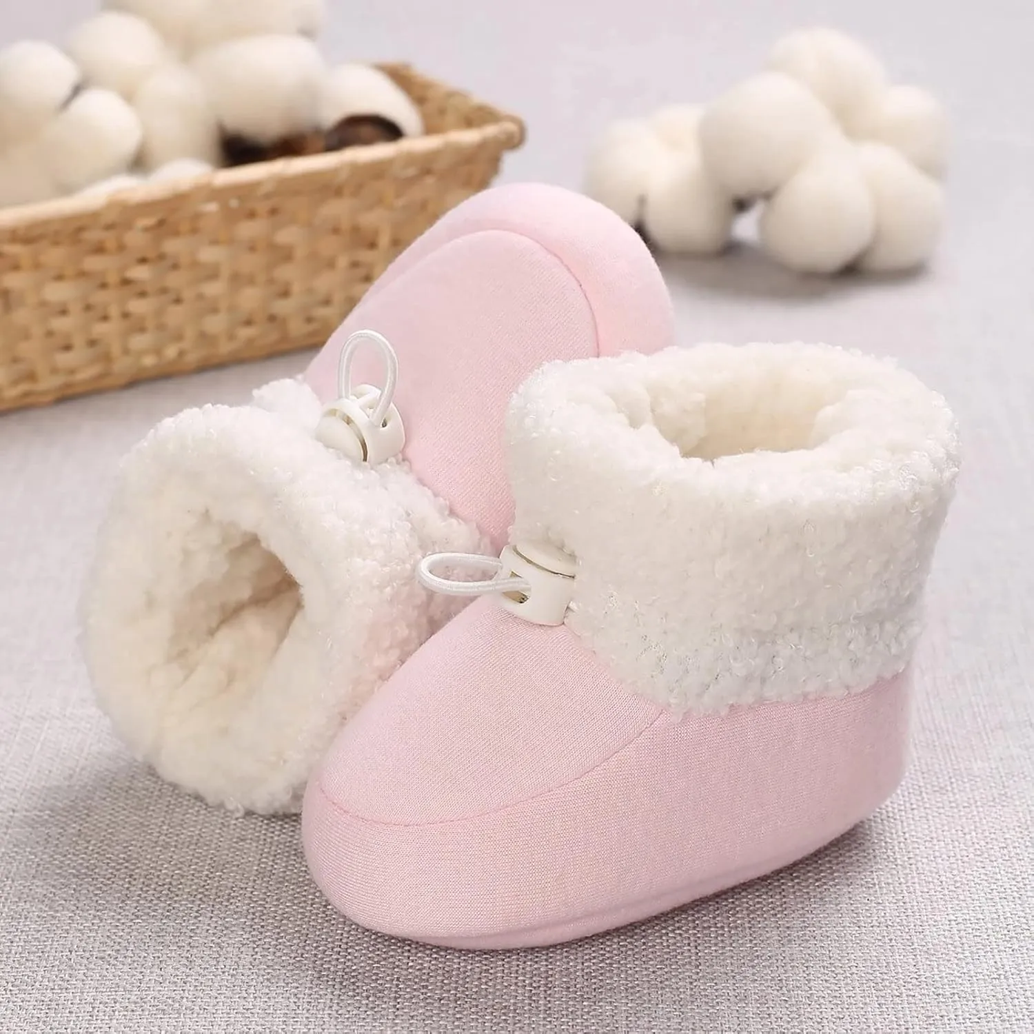 Baby Girls Boys Cozy Fleece Booties Cozy Fleece Newborn Baby Booties Soft Sole Toddler Newborn Walking Crib Shoes