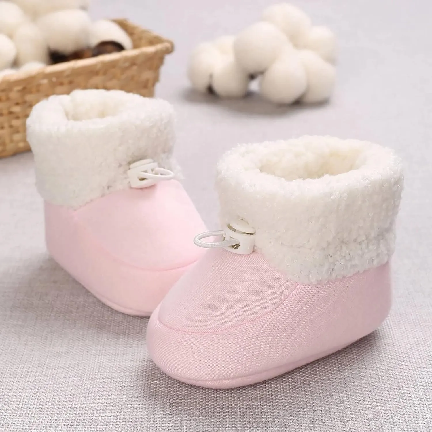 Baby Girls Boys Cozy Fleece Booties Cozy Fleece Newborn Baby Booties Soft Sole Toddler Newborn Walking Crib Shoes