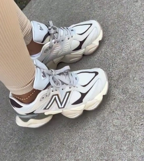 New Balance 9060 white pearl and brown Lightweight Upper