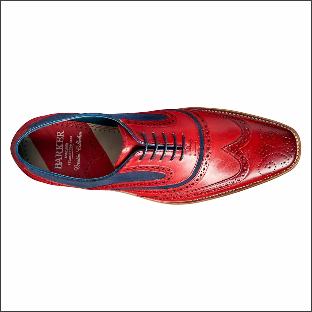 Barker McClean  Red Hand Painted / Navy Suede@