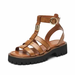 BeauToday Gladiator Sandals for Women with Unique Brand Buckle