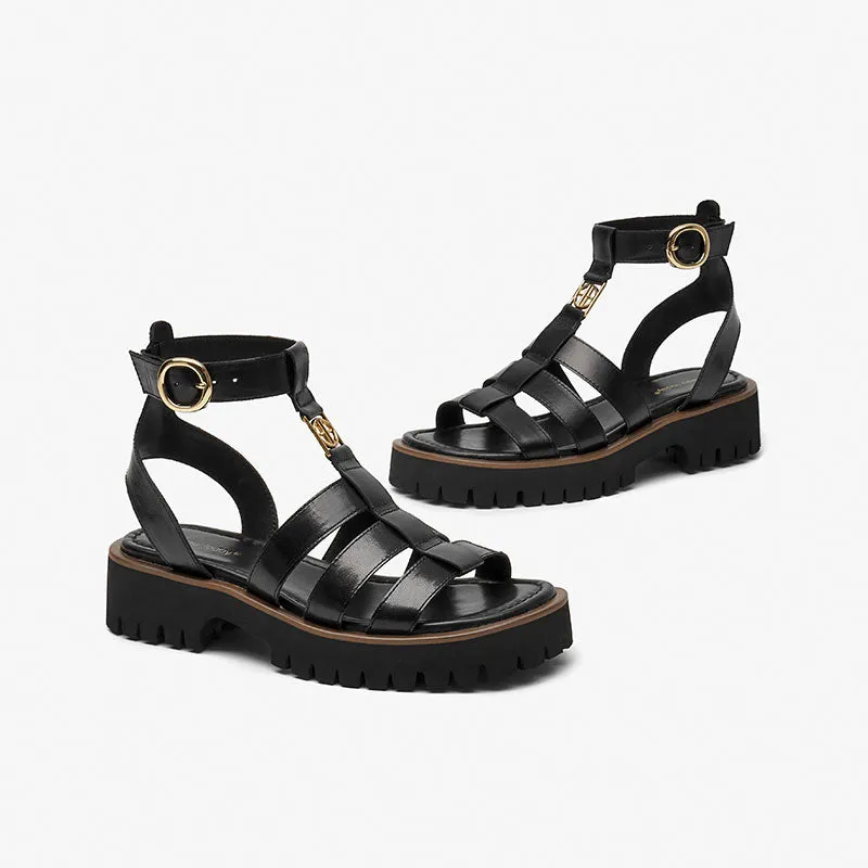 BeauToday Gladiator Sandals for Women with Unique Brand Buckle