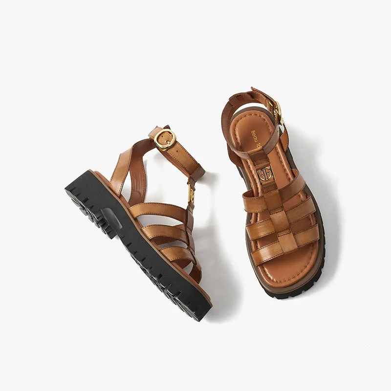 BeauToday Gladiator Sandals for Women with Unique Brand Buckle