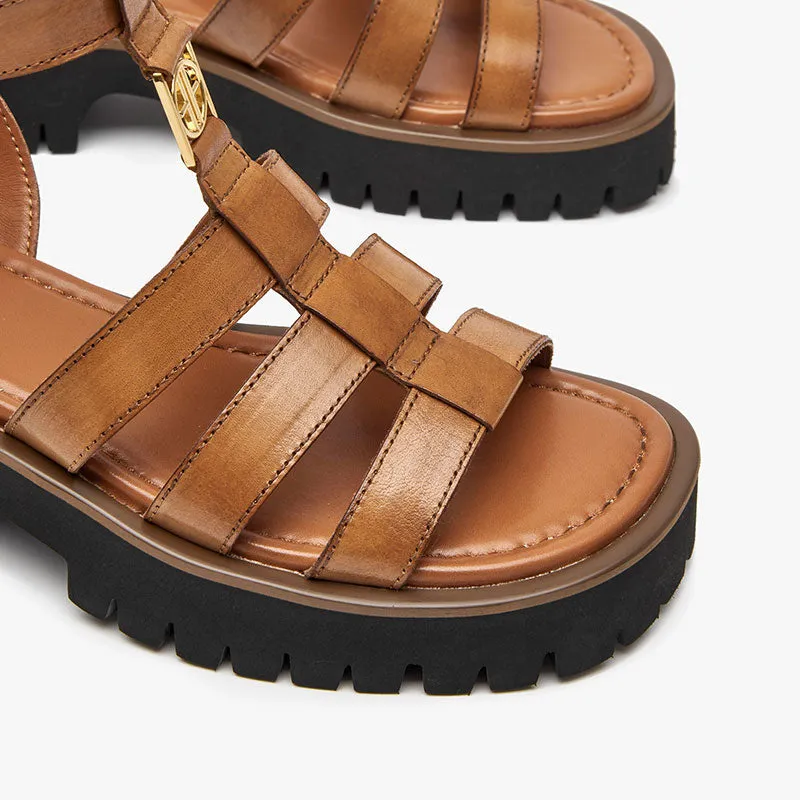 BeauToday Gladiator Sandals for Women with Unique Brand Buckle