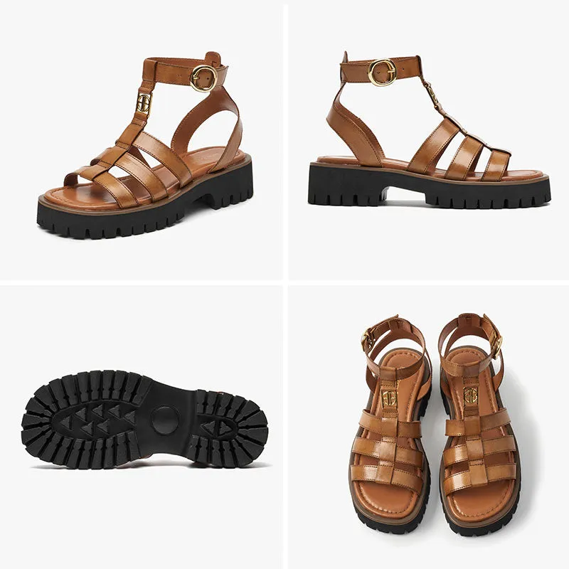 BeauToday Gladiator Sandals for Women with Unique Brand Buckle