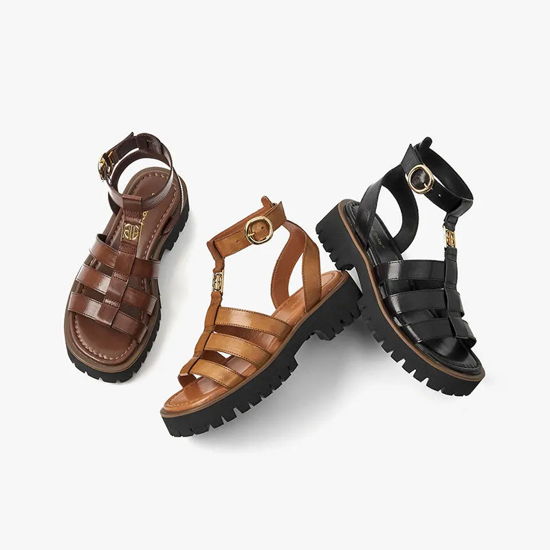 BeauToday Gladiator Sandals for Women with Unique Brand Buckle