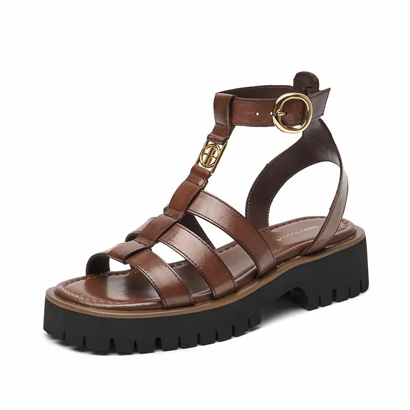 BeauToday Gladiator Sandals for Women with Unique Brand Buckle