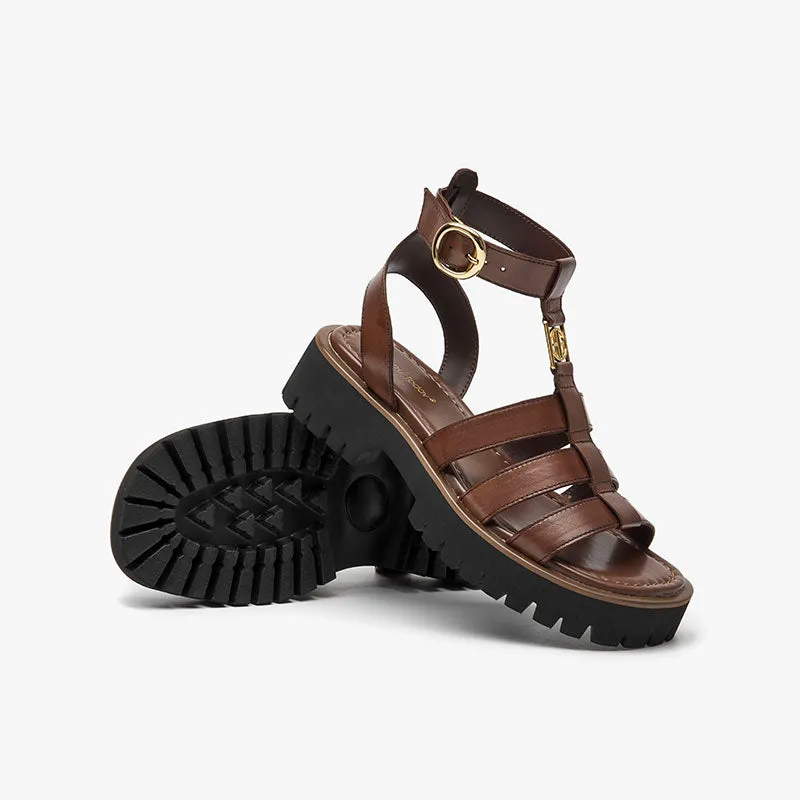 BeauToday Gladiator Sandals for Women with Unique Brand Buckle