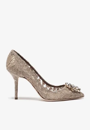 Bellucci 90 Taormina Lace Pumps with Crystal Detail