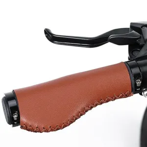 Bicycle Handlebar Cover Mountain road Cycling Bike MTB Grips Smooth Soft leather Aluminum alloy Anti-slip Handle Grip Cowhide