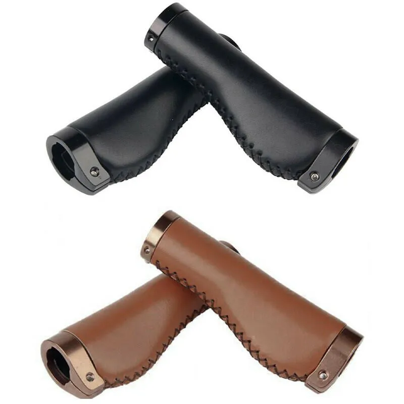 Bicycle Handlebar Cover Mountain road Cycling Bike MTB Grips Smooth Soft leather Aluminum alloy Anti-slip Handle Grip Cowhide