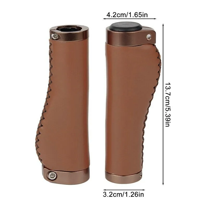 Bicycle Handlebar Cover Mountain road Cycling Bike MTB Grips Smooth Soft leather Aluminum alloy Anti-slip Handle Grip Cowhide