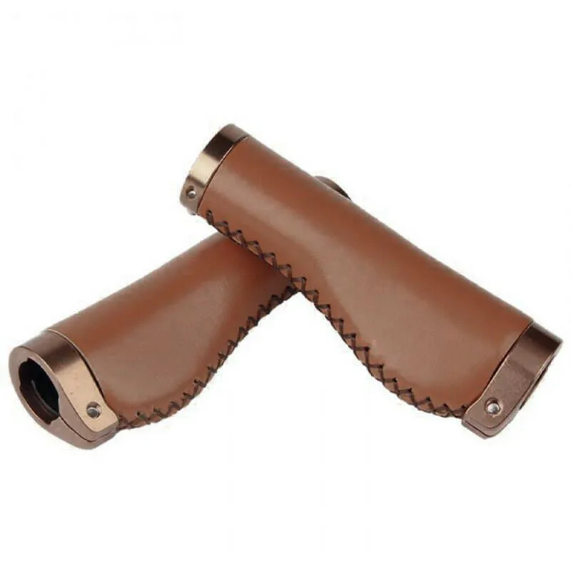 Bicycle Handlebar Cover Mountain road Cycling Bike MTB Grips Smooth Soft leather Aluminum alloy Anti-slip Handle Grip Cowhide