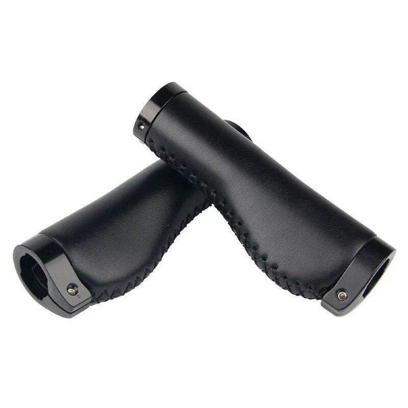 Bicycle Handlebar Cover Mountain road Cycling Bike MTB Grips Smooth Soft leather Aluminum alloy Anti-slip Handle Grip Cowhide