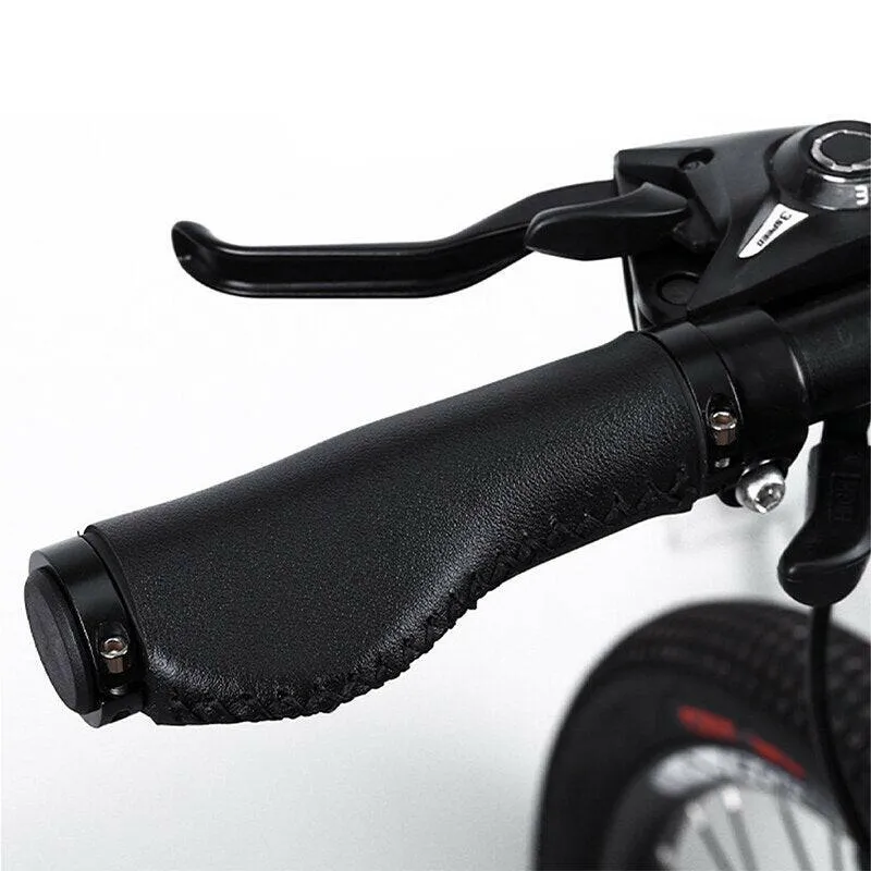Bicycle Handlebar Cover Mountain road Cycling Bike MTB Grips Smooth Soft leather Aluminum alloy Anti-slip Handle Grip Cowhide