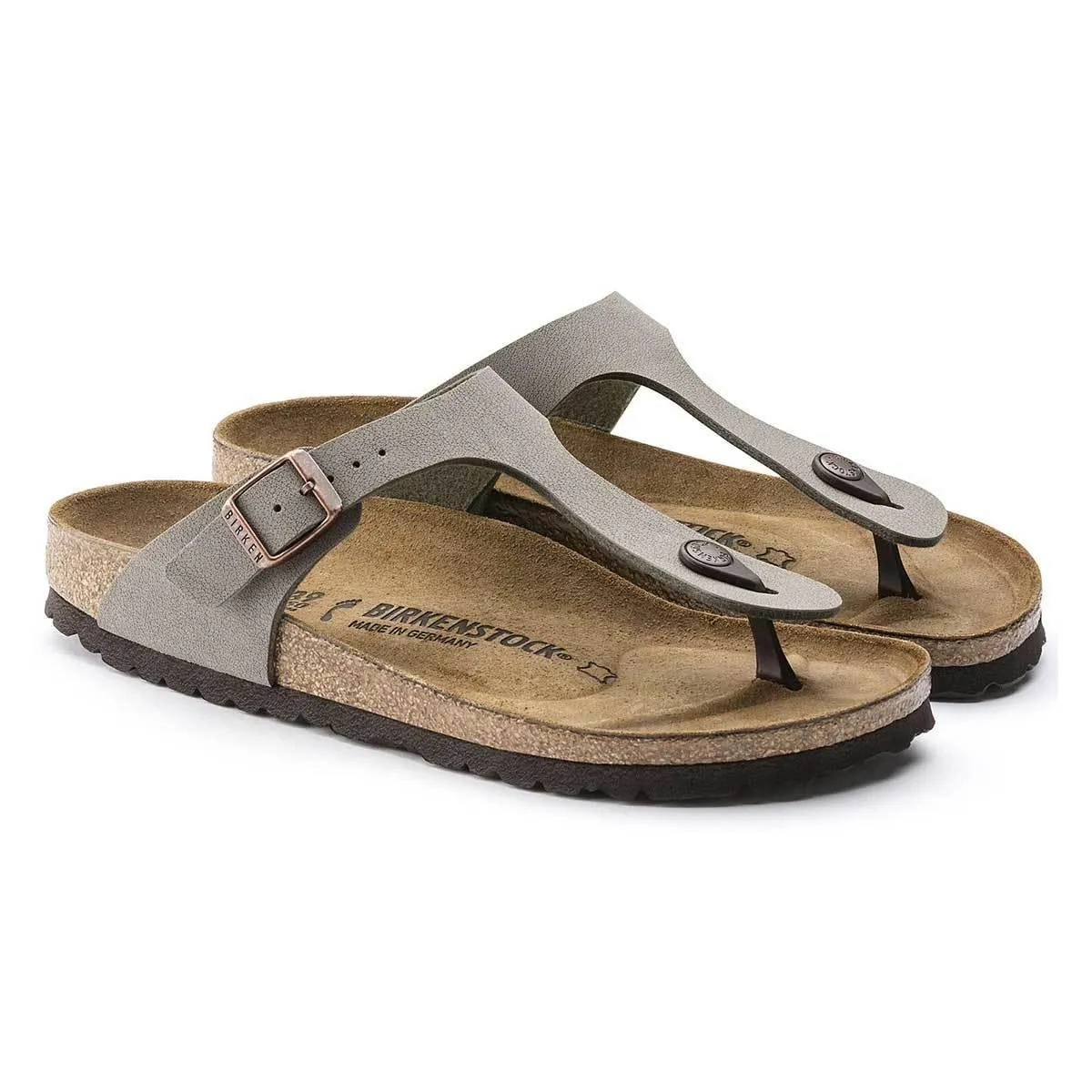 Birkenstock Gizeh Birko-Flor Nubuck Sandals - Regular - Stone