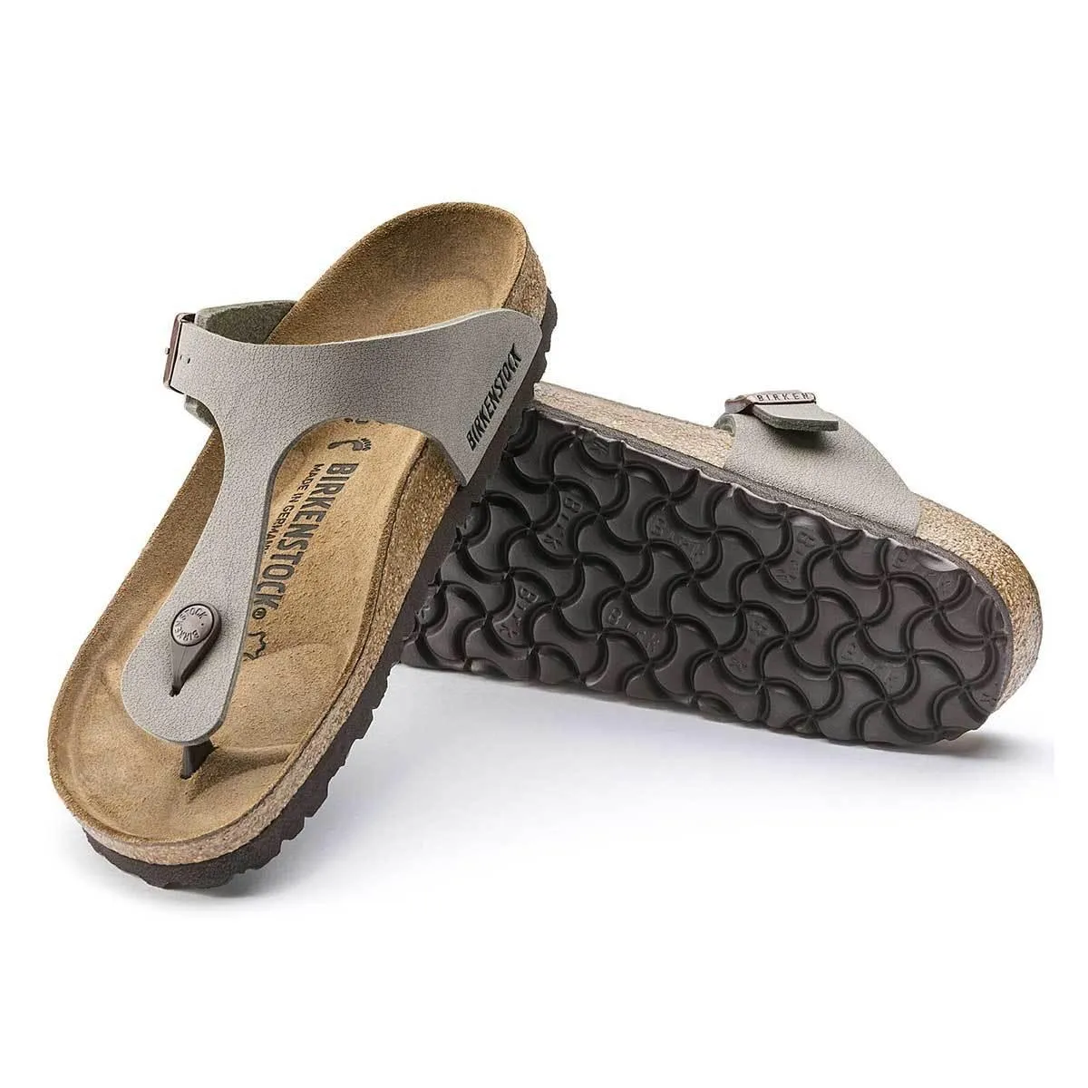 Birkenstock Gizeh Birko-Flor Nubuck Sandals - Regular - Stone
