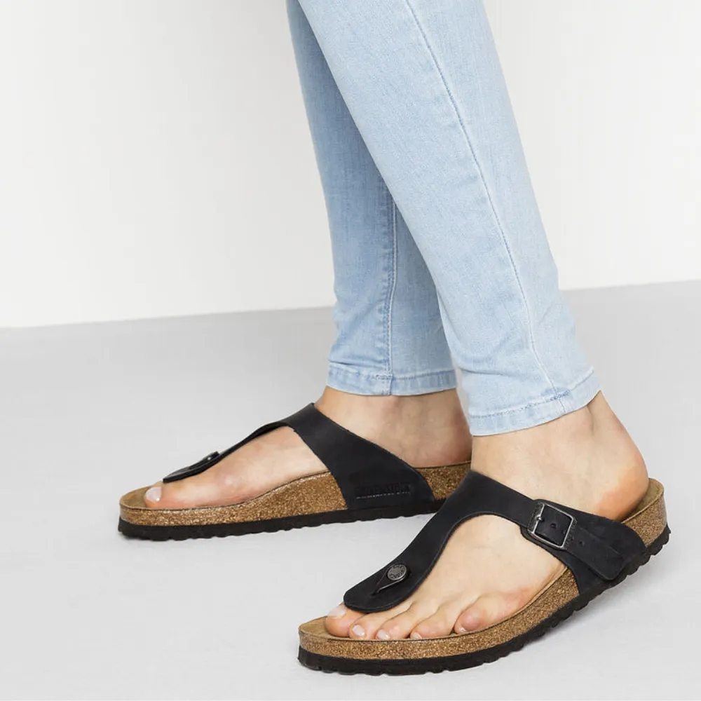 Birkenstock Gizeh Oiled Leather Black Sandals