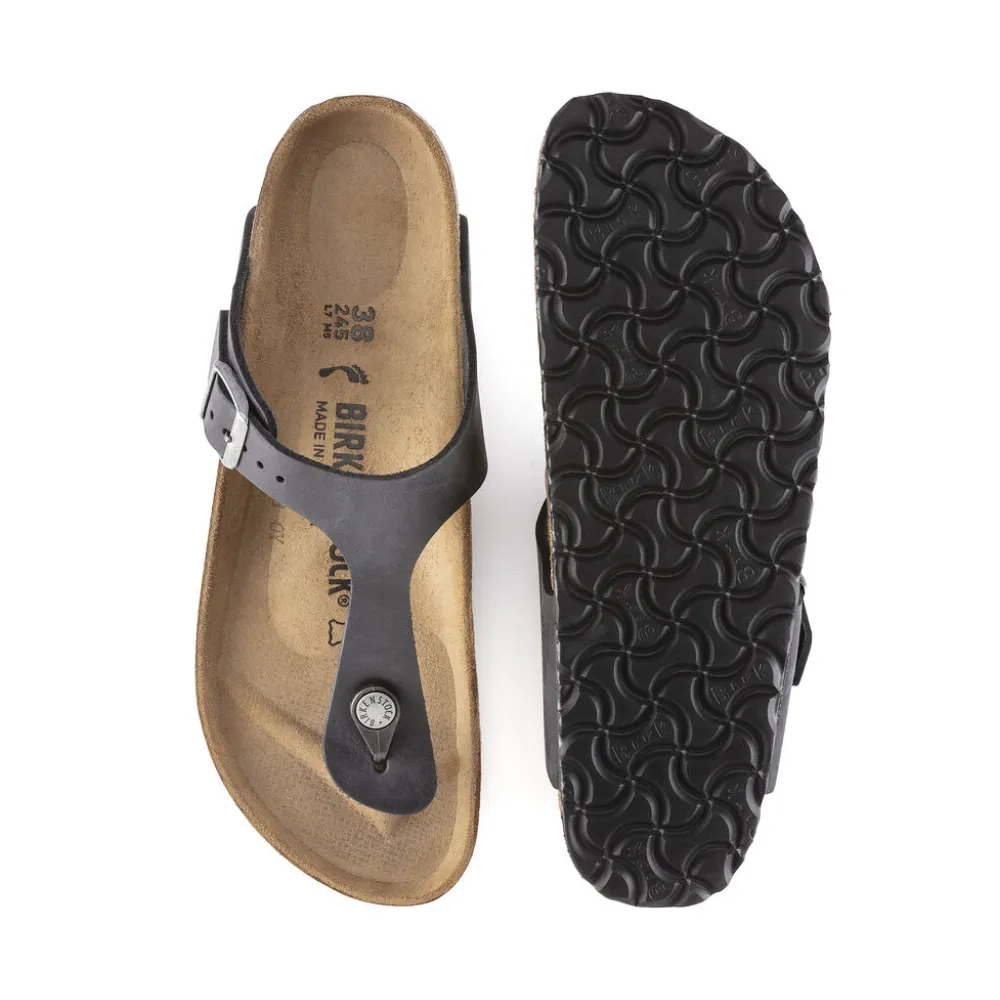 Birkenstock Gizeh Oiled Leather Black Sandals
