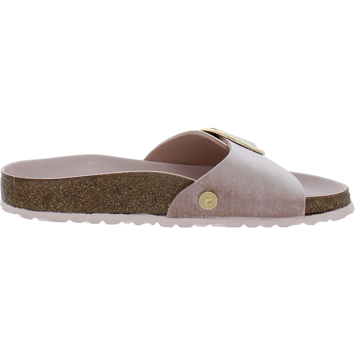 Birkenstock Womens Madrid Big Buckle Rivet Logo Velvet Cork Slide Sandals