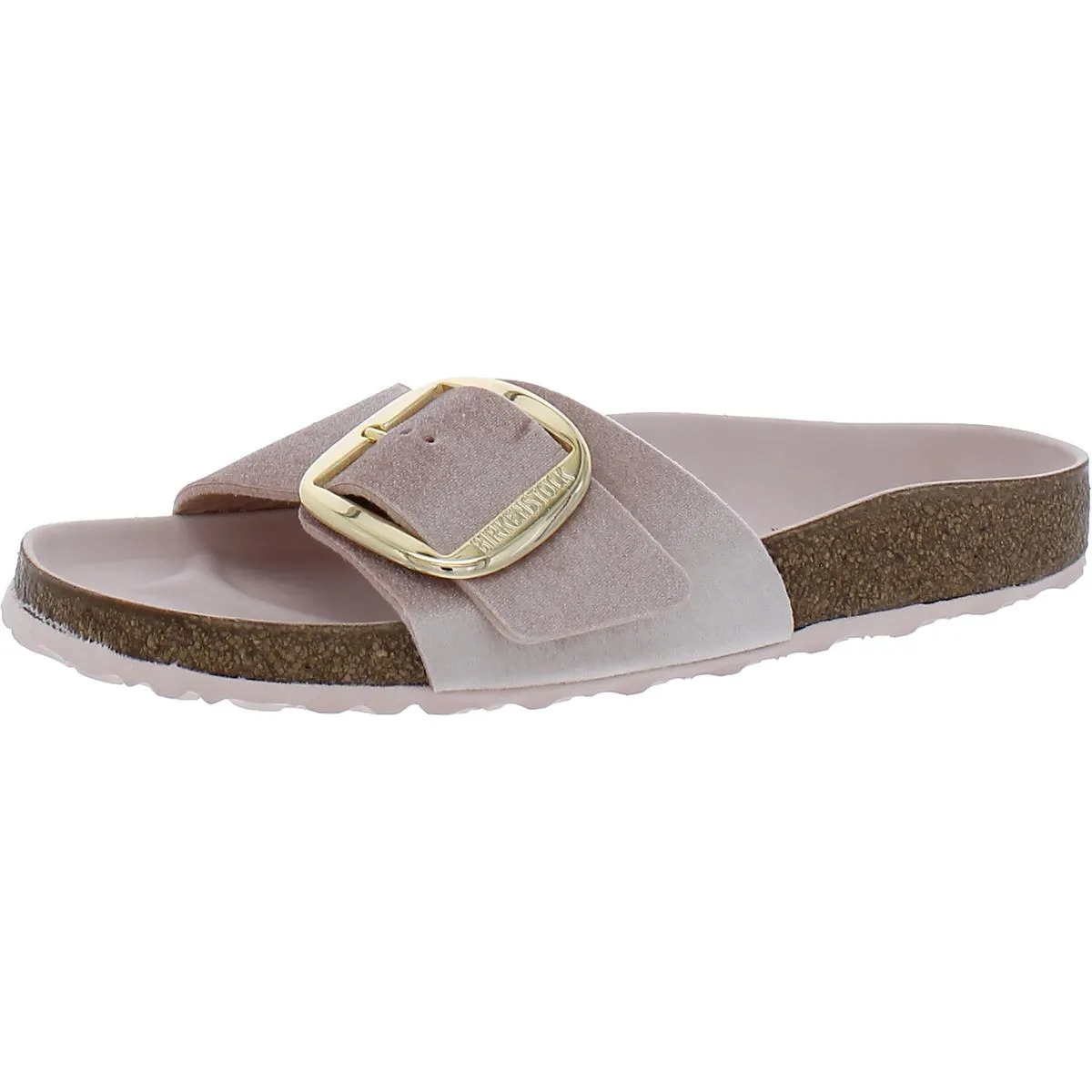 Birkenstock Womens Madrid Big Buckle Rivet Logo Velvet Cork Slide Sandals