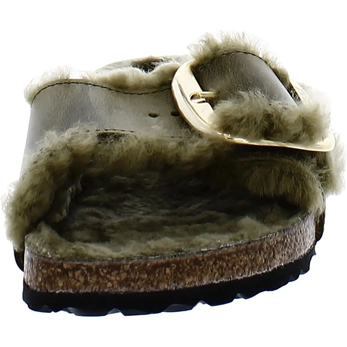 Birkenstock Womens Madrid Shearling Buckle Slide Sandals