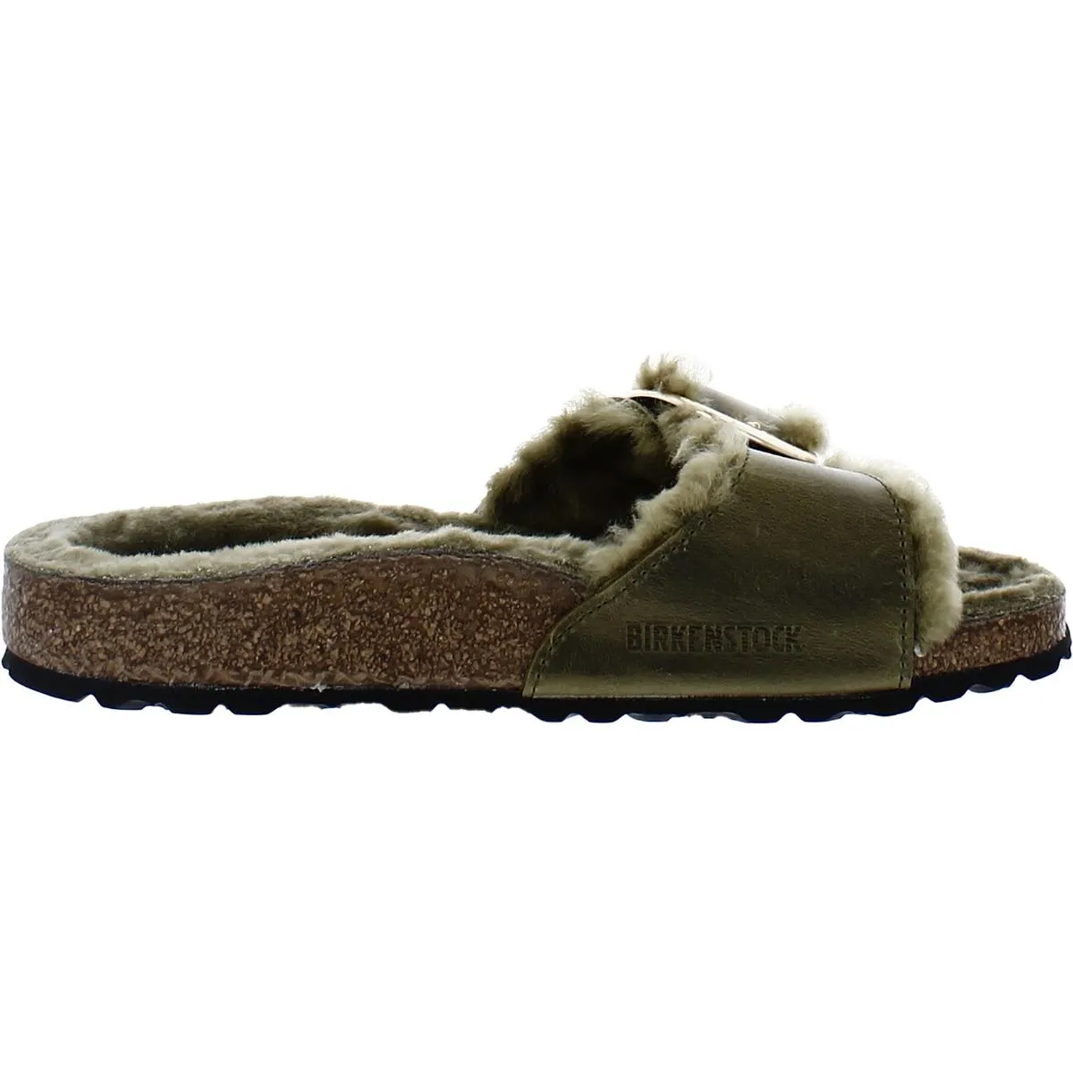 Birkenstock Womens Madrid Shearling Buckle Slide Sandals