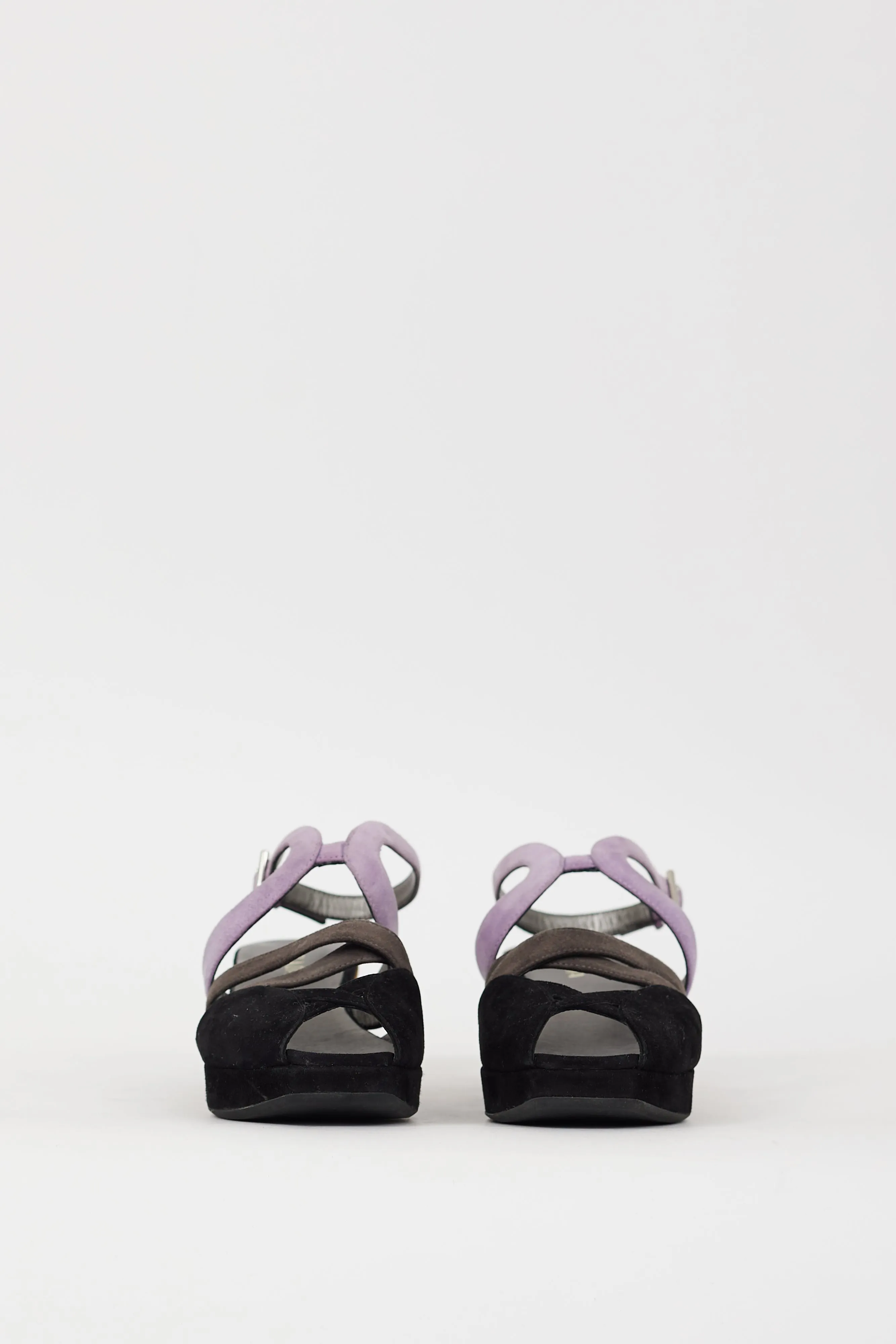 Black & Multi Suede Wedge Heel