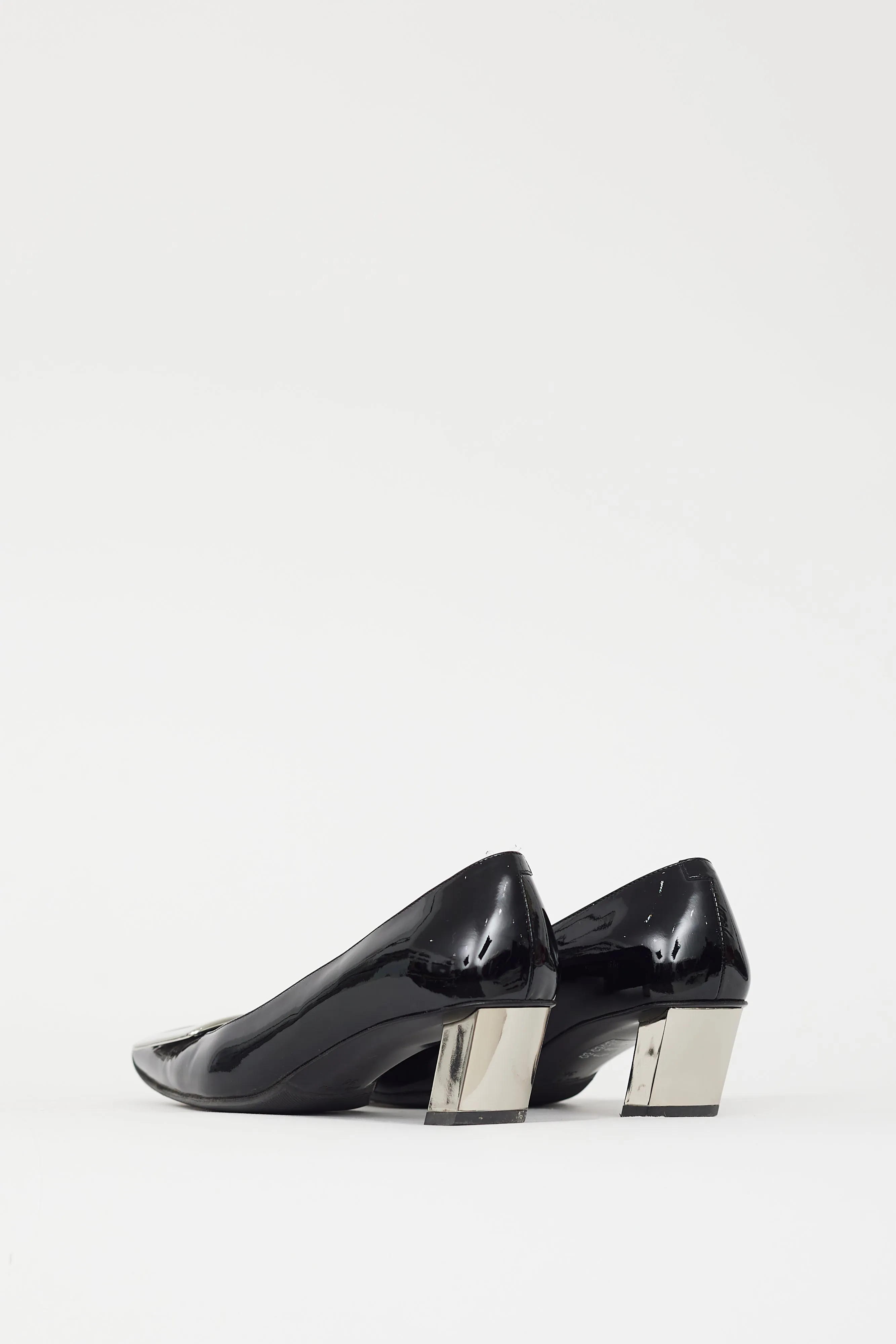 Black & Silver Patent Belle Vivier Pump