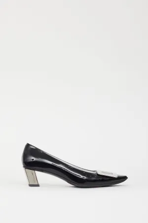 Black & Silver Patent Belle Vivier Pump